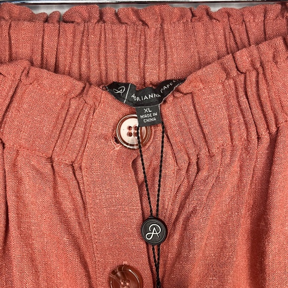 Trendy Cottagecore Vintage Versatile A-Line Linen Skirt with buttons and pockets - Picture 4 of 5